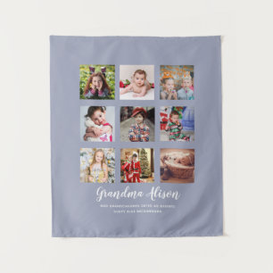 Tenture CADEAUX DE COLlAGE PHOTO GRAND-PARENT - Bleu Pouss