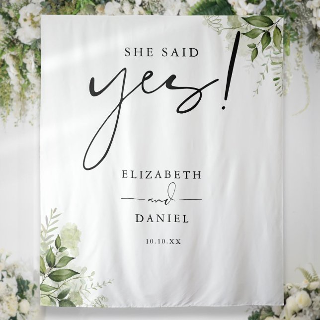 Tenture Cadre de la partie d'engagement Floral (Greenery Floral Engagement Party Backdrop)