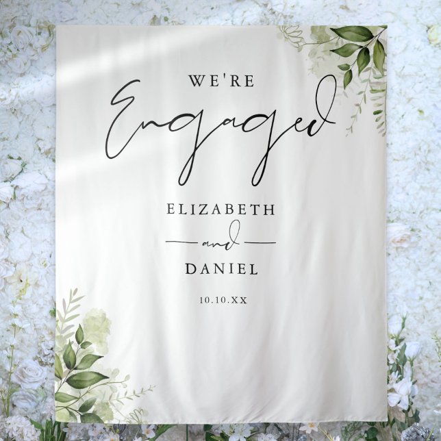 Tenture Cadre de la partie d'engagement Floral (Greenery Floral Engagement Party Backdrop)