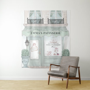 Tenture Cafe Boulangerie Patisserie Française Fond Vert