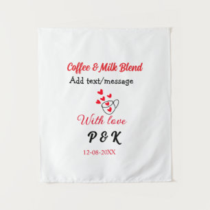 Tenture Café & mélange de lait couple d'amour café cœur ro