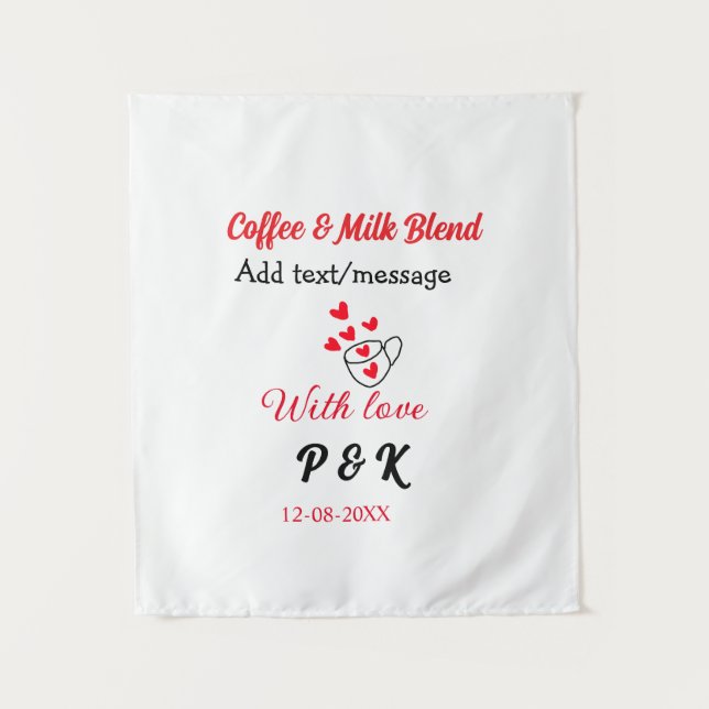 Tenture Café & mélange de lait couple d'amour café cœur ro (Devant)