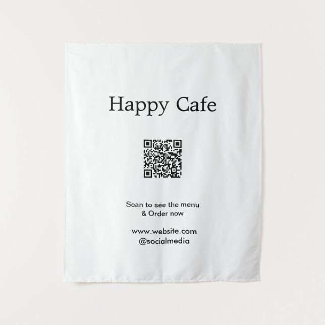 Tenture Cafe restaurant scanner pour voir le menu commande (Devant)