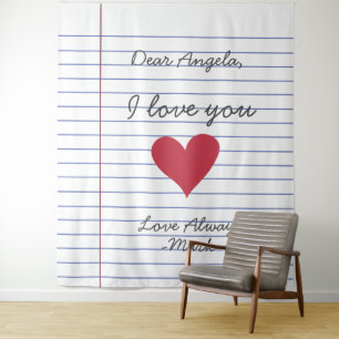 Tenture Cahier lettre d'amour ou message manuscrit personn