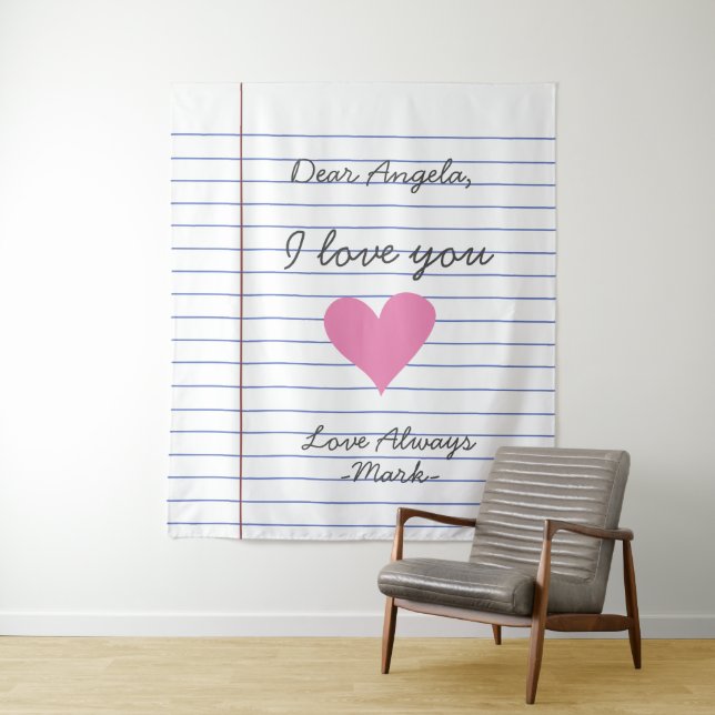 Tenture Cahier lettre d'amour ou message manuscrit personn (En situation)
