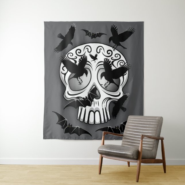 Tenture Calaveras décoratives Halloween (En situation)
