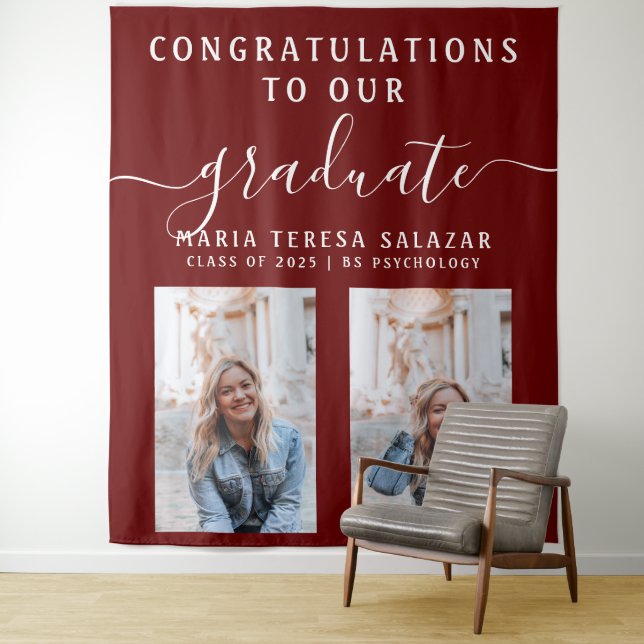 Tenture Calligraphie de script bordeaux deux photo remise  (En situation)