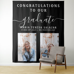 Tenture Calligraphie de script noir blanc 2 Photo Graduati