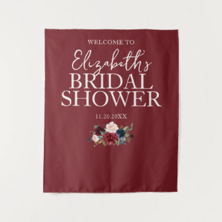 Tenture Calligraphie florale bordeaux Accueil Enterrement