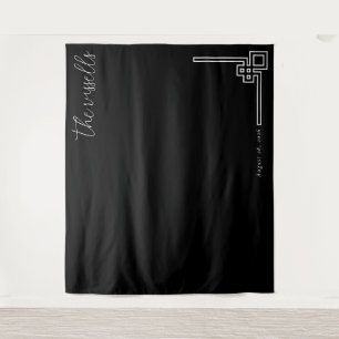 Tenture Calligraphie géométrique noire élégante