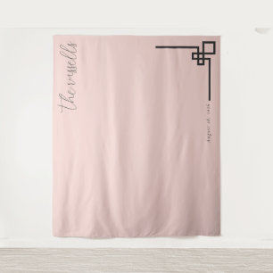 Tenture Calligraphie géométrique rose élégante