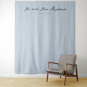 Tenture Calligraphie minimaliste bleu serein