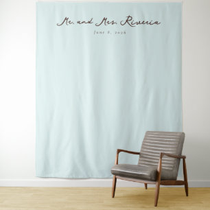 Tenture Calligraphie minimaliste bleu serein