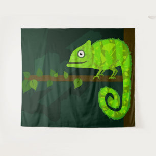 Tenture Caméléon vert mignon
