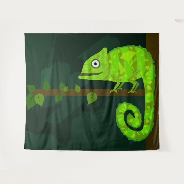 Tenture Caméléon vert mignon (Devant (Horizontal))