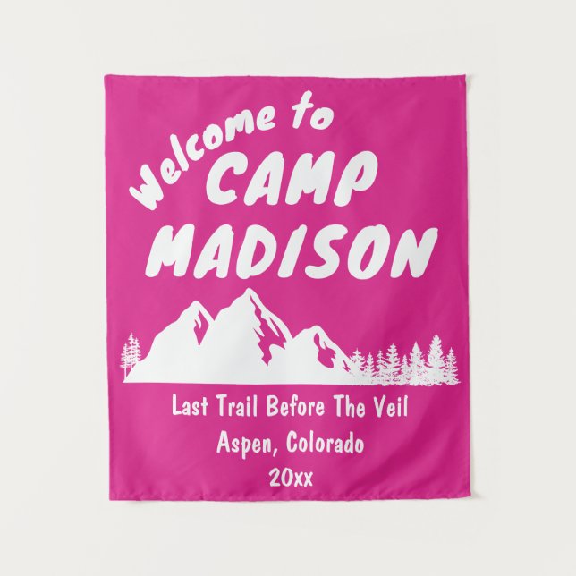 Tenture Camp Bachelorette Mountain Party Camping Prop Sign (Devant)