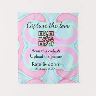 Tenture Capturer l'amour ajouter scan QR mélange rose bleu