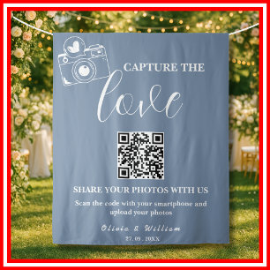 Tenture Capturez La toile de fond Love Dusty Blue QR Maria