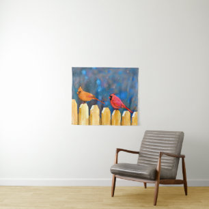 Tenture Cardinals on the Fence Painting - Art original