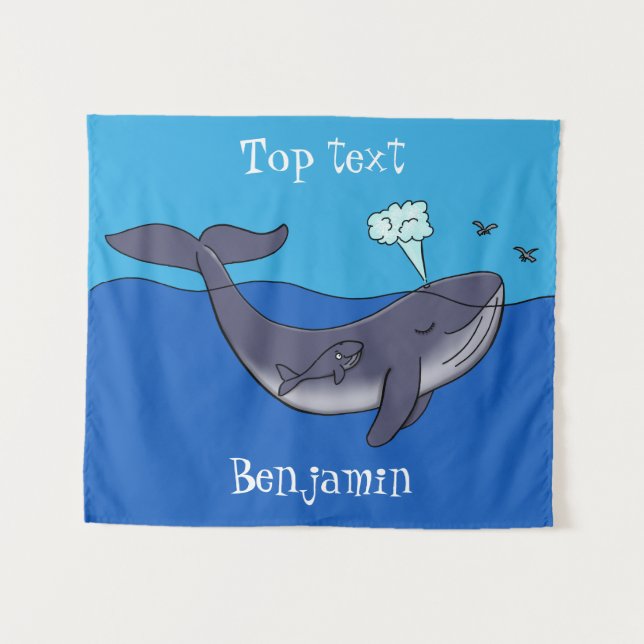 Tenture Caricature de baleine mignonne et de baleine de ve (Devant (Horizontal))