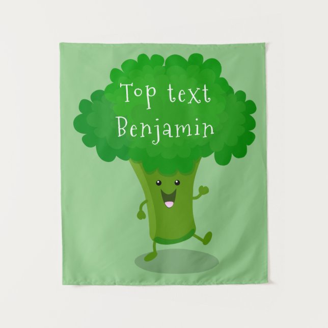 Tenture Caricature de brocoli dansant Cute kawaii (Devant)