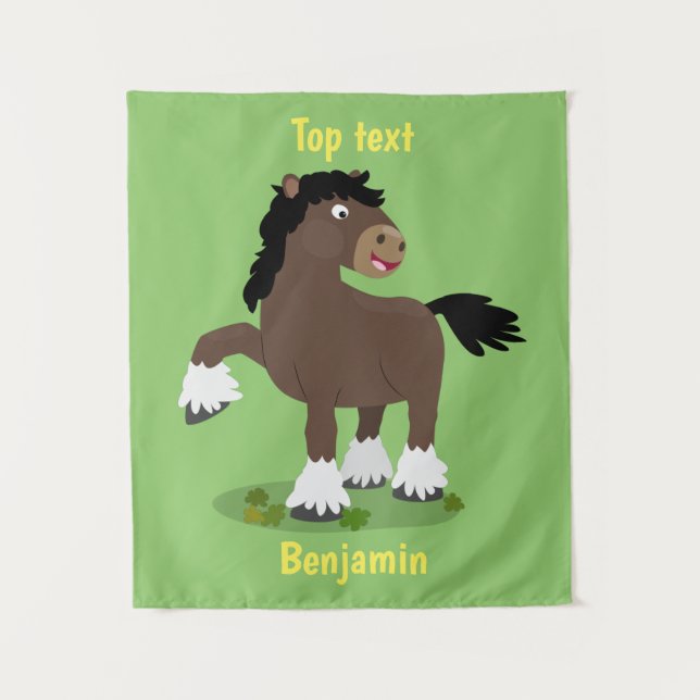 Tenture Caricature de cheval de trait de Cute Clydesdale (Devant)
