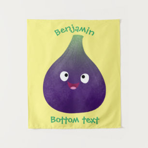 Tenture Caricature de fruits mauve joyeux aux figues