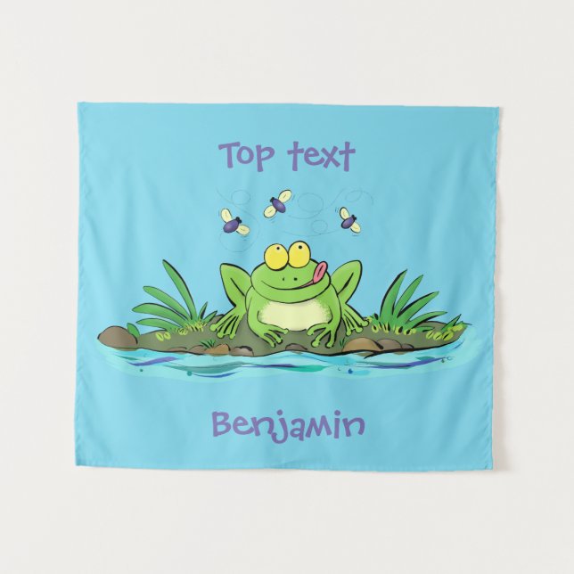 Tenture Caricature de grenouille vert mignon (Devant (Horizontal))
