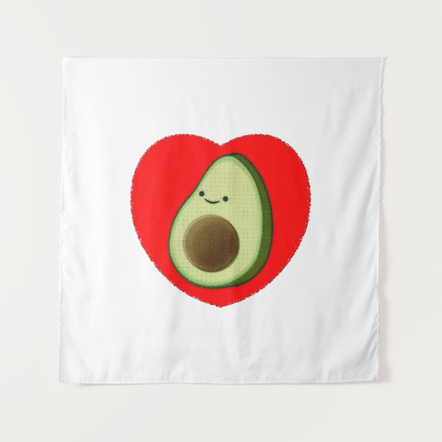 Tenture Caricature De L'Avocado Mignonne Dans Le Coeur Rou (Devant)