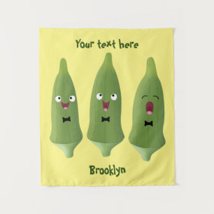 Tenture Caricature de légumes de l'okra chantante mignonne