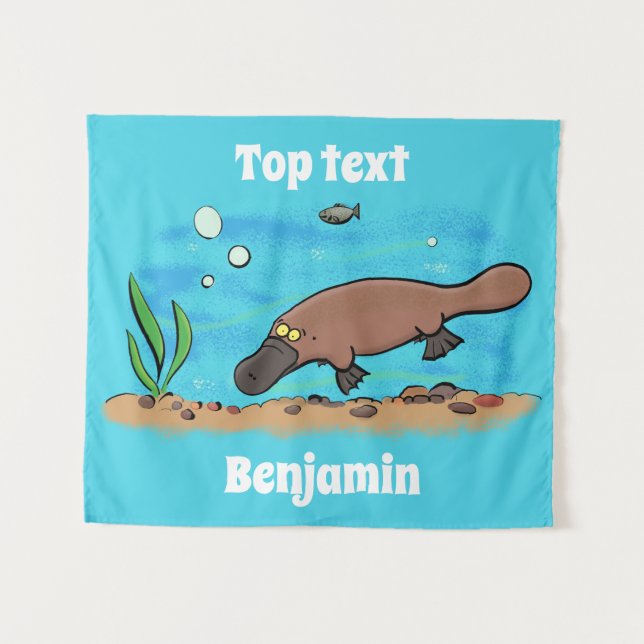 Tenture Caricature de natation de Cute platypus (Devant (Horizontal))