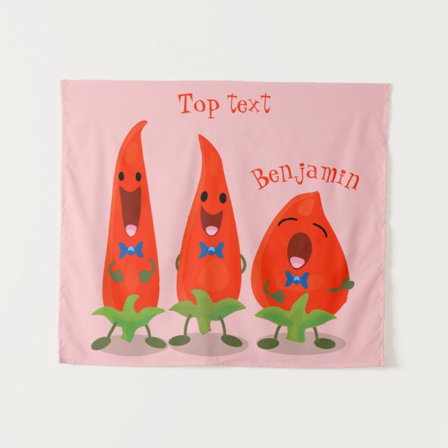 Tenture Caricature de piments chantants mignons (Devant (Horizontal))