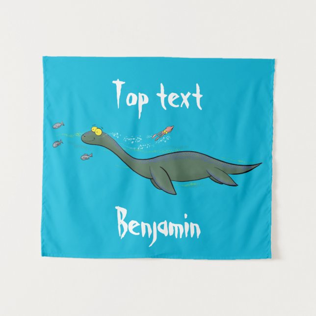 Tenture Caricature de plesiosaure, monstre marin mignon et (Devant (Horizontal))