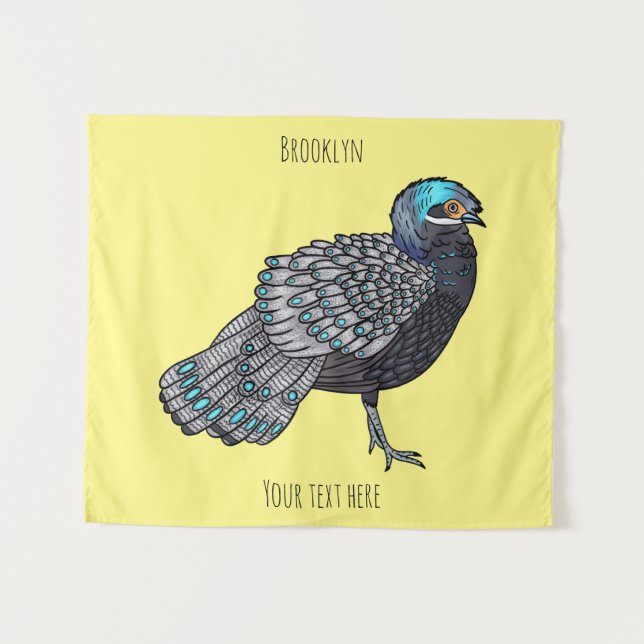 Tenture Caricature d'oiseau de faisan paon de Bornéo (Devant (Horizontal))