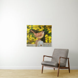 Tenture Carolina Wren Peinture - Art d'Oiseaux sauvages d'