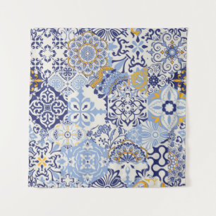 Tenture Carreaux azulejos patchwork. Paquet incolore