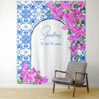 Carreaux bleus Bougainvillea fond photo élégant