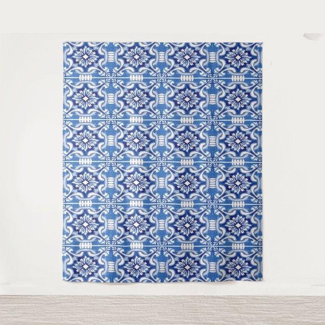 Tenture Carreaux de mosaïque bleus Fond Italien pour la Ma (Devant)