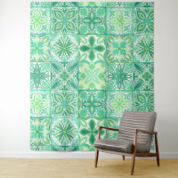 Carreaux décorés en vert et blanc