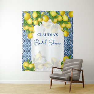 Tenture Carrelage bleu et citron Amalfi cadre de la fête