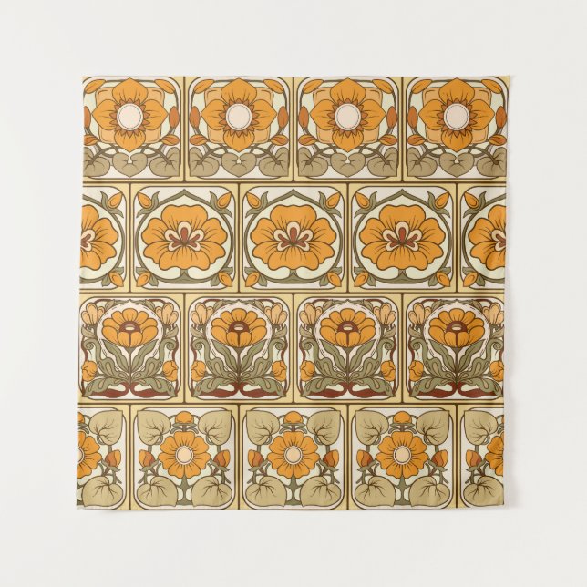 Tenture Carrelage en céramique : Style Art Nouveau. (Devant)