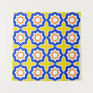 Tenture Carrelage portugais d'époque. Azulejos bleu et jau