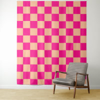 Carrés à carreaux pêche rose chaud rétro