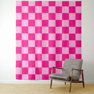 Tenture Carrés à carreaux rose chaud clair rétro
