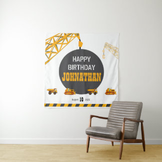 Tenture Carte d'anniversaire de construction pour garçons 