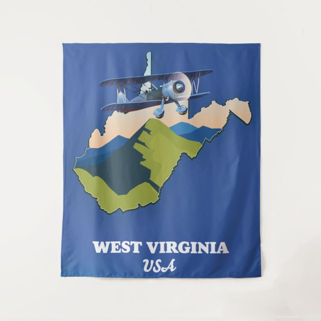 Tenture Carte de la Virginie-Occidentale États-Unis (Devant)