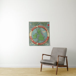 Tenture Carte des îles britanniques - diagramme de canot