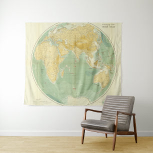 Tenture Carte du monde Océan Indien, Europe, Asie, Afrique