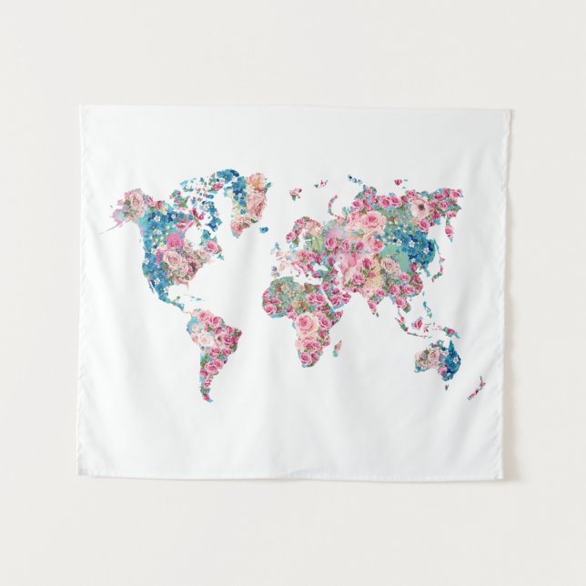 Tenture Carte Floral World (Devant (Horizontal))