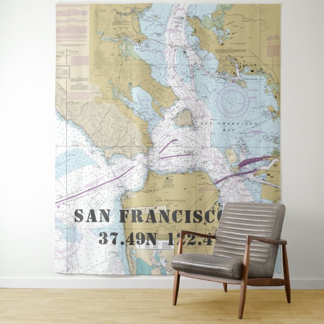 Tenture Carte marine de San Francisco Bay / Marin County C (En situation)